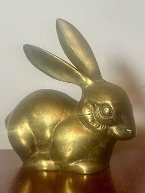 Brass Rabbit Vintage Figurine Paperweight Collectible Home Decor